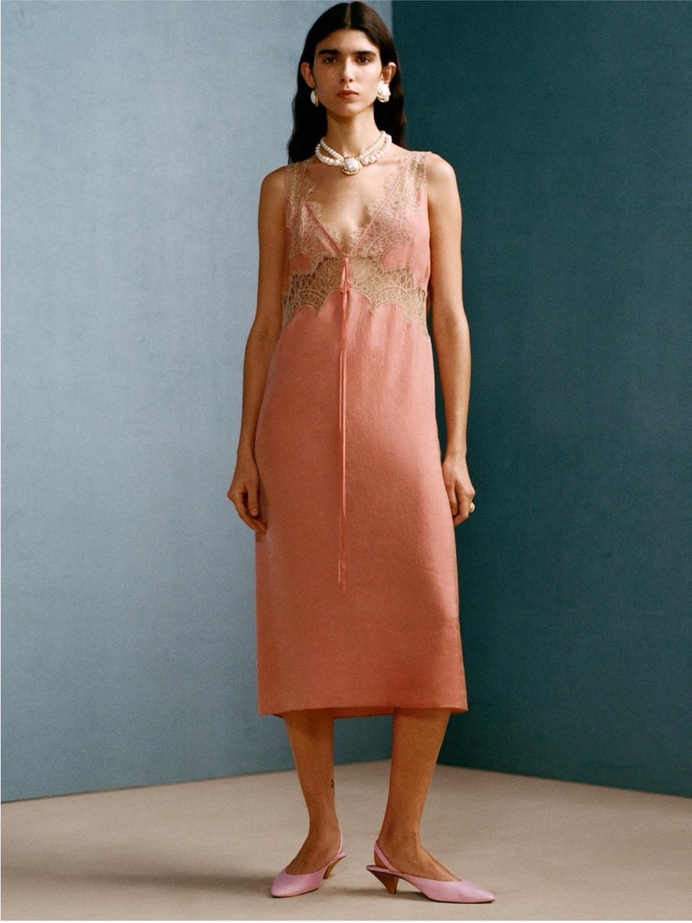 ZARA 100% CUPRO LACE SLIP DRESS WILLY CHAVARRIA